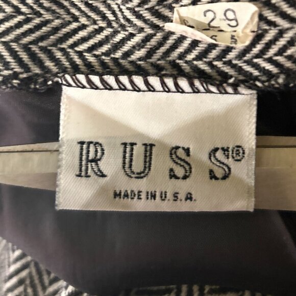Russ Vintage SZ 12 Black herringbone 2 pc.suit office interview timeless 80's - Picture 13 of 15